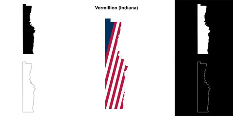 Vermillion county (Indiana) outline map set - 769495947