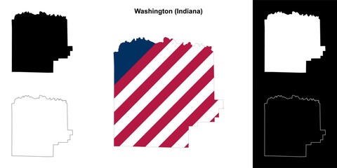 Washington county (Indiana) outline map set - 769495960