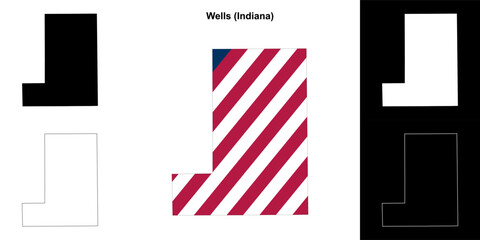 Wells county (Indiana) outline map set - 769495961
