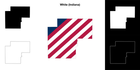 White county (Indiana) outline map set - 769495963