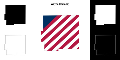 Wayne county (Indiana) outline map set - 769495973