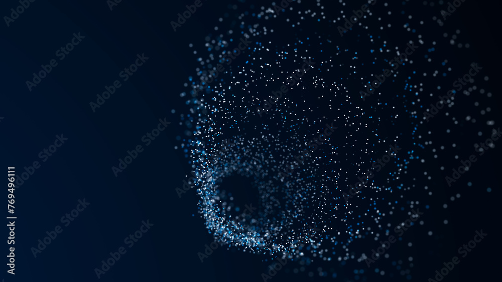 Leinwandbilder digital binary data tunnel. abstract connection of dots and lines on dark background. concept of net