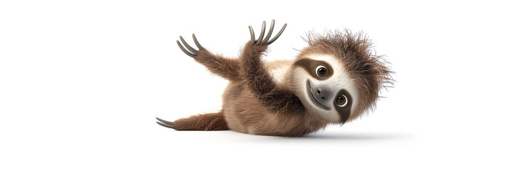 Cute realistic cartoon cub sloth 