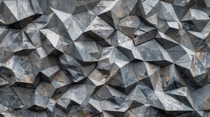 Detailed view of a wall constructed with rocks resembling a mountain range, creating a textured backdrop, background, wallpaper