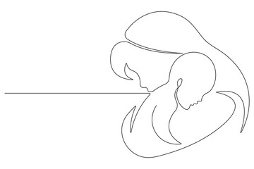 Continuous single line art drawing of baby sketch and concept outline vector