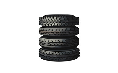 Fototapeta na wymiar illustrazione con catasta di vecchi pneumatici usati