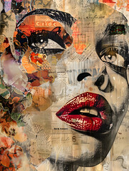 Pop art collage. Carnival mask.