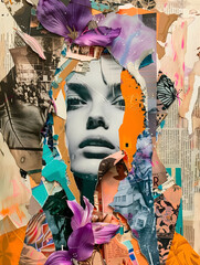 Pop art collage. Carnival mask.