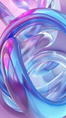 A digital artwork featuring a twisted torus with a mesmerizing smooth gradient transition of blues and pinks, background, wallpaper