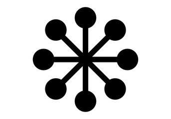Asterisco de 8 círculos en los extremos en negro. Icono de ciencia