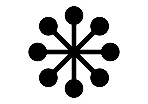 Asterisco de 8 c&iacute;rculos en los extremos en negro. Icono de ciencia