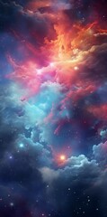 Fototapeta premium Supernova background wallpaper. Colorful space galaxy cloud nebula. Universe science astronomy. Starry night cosmos