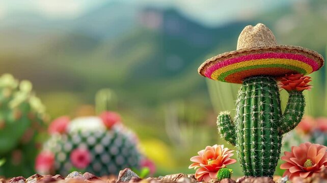 Mexican Cactus for Cinco de Mayo and Mexican Festival Concept 4K