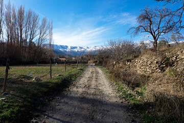 Path to the snowed mountain in Sierra Nevada, Granada