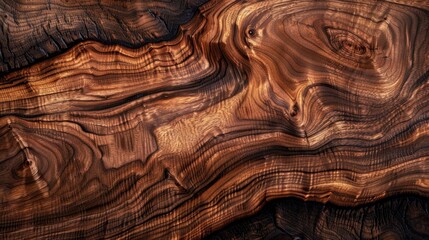 A piece of walnut wood that has been neatly cut in half, revealing its intricate grain pattern and dark color, background, wallpaper