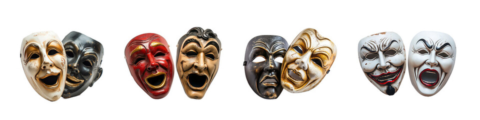 Clipart Set: Theatre Masks Collection with Transparent Background