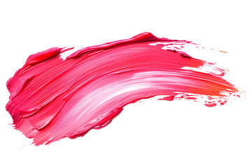 Pink lipstick smear smudge on white background.