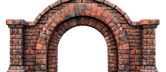 Gate entrance ornament with red brick texture and blank frame for image placement. High quality on white background.