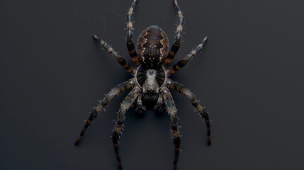 Funnel-web spider on a dark background. Dangerous insect.