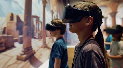 Kids Exploring Ancient Ruins Through Virtual Reality Headsets