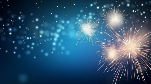 Celebrate the New Year with an explosive display of fireworks with copy space.
