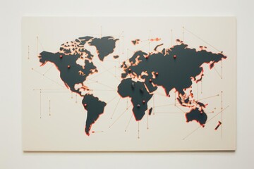 A minimalist illustration features a world map pinned on a wall, symbolizing exploration and discovery during vacations. The simplicity and excitement of planning new adventures.