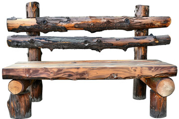 Wooden Bench Made of Logs
