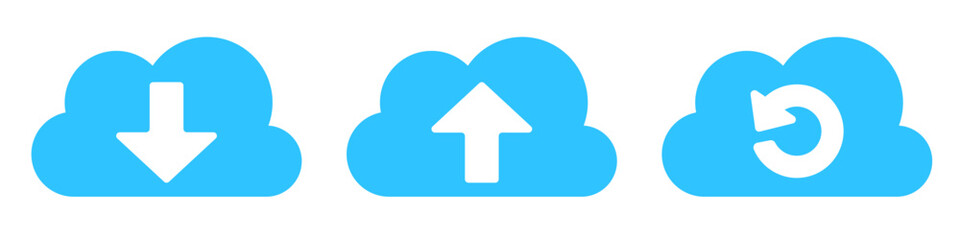 Blue Cloud Computing Icons Set