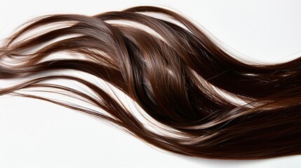 Isolated brown glossy hair against a white background - obrazy, fototapety, plakaty