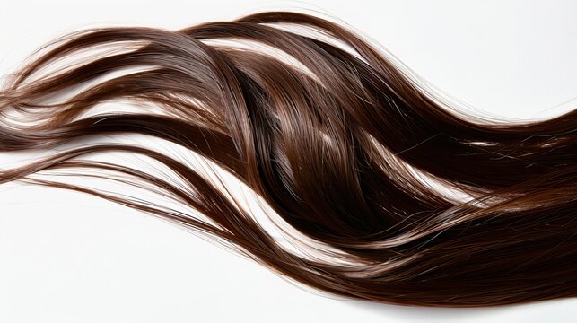 Isolated brown glossy hair against a white background