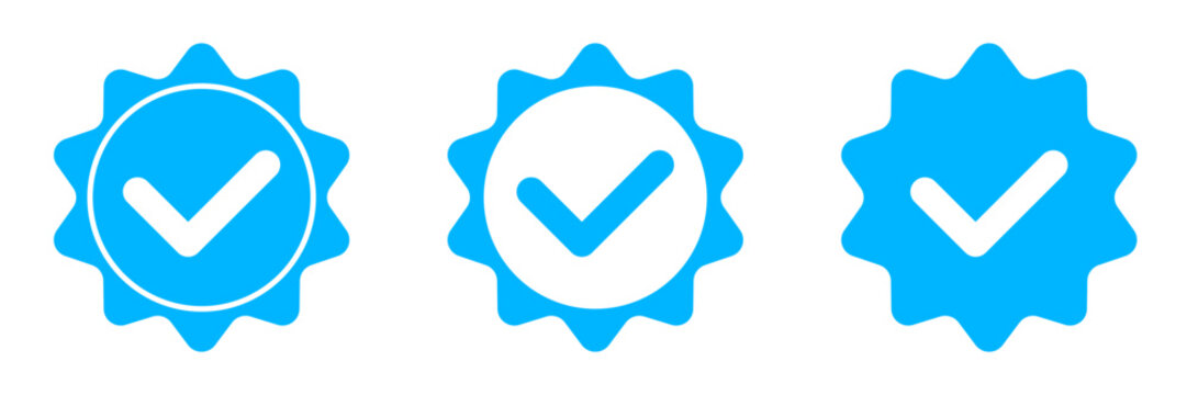 Blue Seal of Approval Icon Set