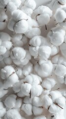 Fototapeta na wymiar A close-up view of soft and fluffy cotton balls arranged neatly on a clean, white surface, background, wallpaper