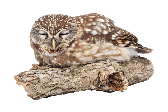 Small Owl Perched on Tree Branch