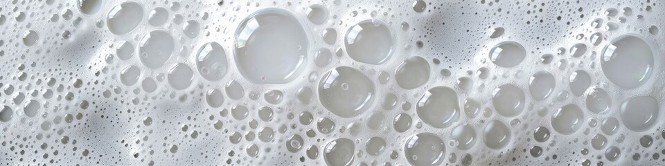 A macro shot captures the intricate details of white foam bubbles, background, wallpaper, banner - obrazy, fototapety, plakaty