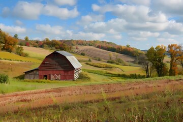 Idyllic Rolling Farmland Countryside