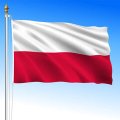 Poland official national waving flag, European Union, vector illustration