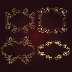 Vector luxury decorative golden vintage frames and borders. retro ornamental frame art and flower isolated floral background

