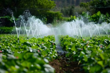 Optimizing Water Use in Agricultural Irrigation Systems for Efficient Farming Practices. Concept Water Management, Agricultural Efficiency, Sustainable Farming, Irrigation Technology