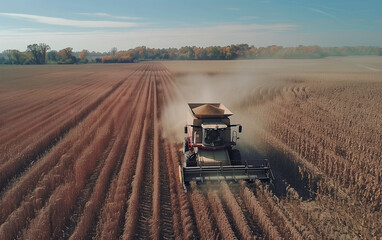 Obraz premium Harvesting of agriculture field. Generative AI