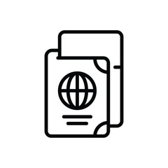 Black line icon for passport