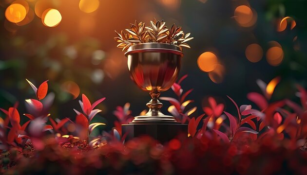 close-up piala kemenangan, juara, prestasi.
