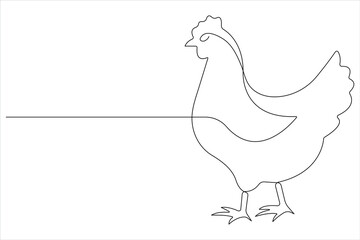 Fototapeta na wymiar Continuous one line art drawing of pet animal chicken concept outline vector illustration