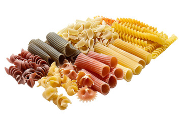 Assorted Types of Pasta on White Background
