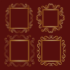 Vector luxury decorative golden vintage frames and borders. retro ornamental frame art and flower isolated floral background

