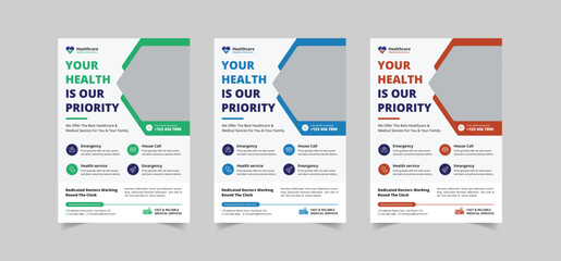 Medical Healthcare Flyer Design Template, Health medical flyer, Healthcare cover a4 template, Corporate healthcare and medical flyer or poster design template