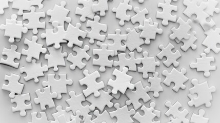 A pile of white puzzle pieces neatly arranged on top of a table, background, wallpaper