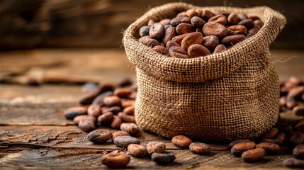 coffee beans in bag, coffee cultivation concept