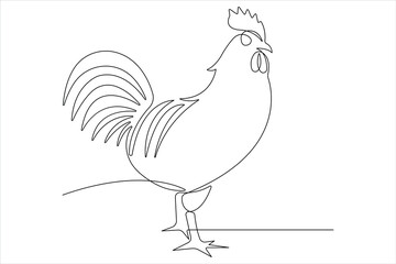 Fototapeta na wymiar Continuous one line art drawing of pet animal chicken concept outline vector illustration