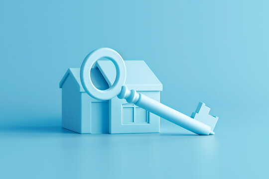 Key to a new build house for first time buyer purchasing a family home in a residential street property development after obtaining an investment mortgage, stock illustration image