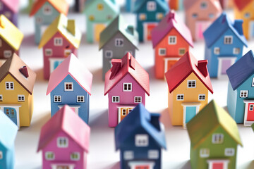 New build home for first time buyers purchasing a family house in a residential street property development after obtaining an investment mortgage, stock illustration image